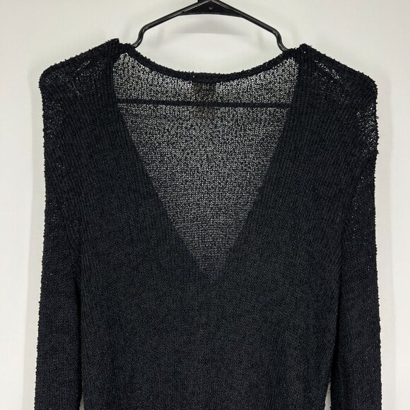 J.Jill Cardigan Black Button Down V Neck Long Sleeve Open Knit - Picture 6 of 7